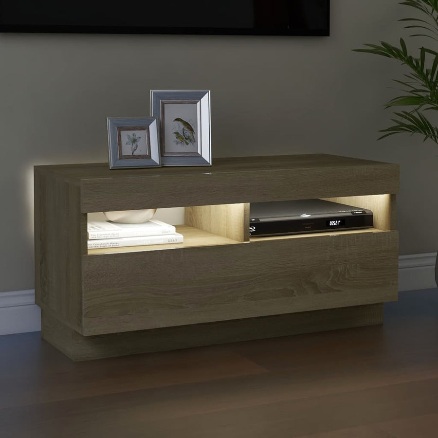 Tv-Meubel Met Led-Verlichting Kleurig 80 x 35 x 40 cm Sonoma eiken