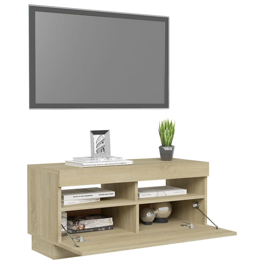 Tv-Meubel Met Led-Verlichting Kleurig 80 x 35 x 40 cm Sonoma eiken