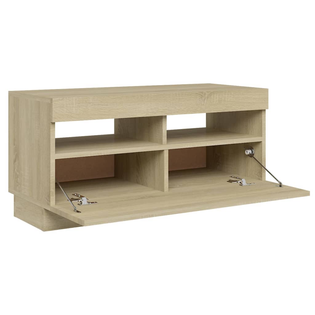 Tv-Meubel Met Led-Verlichting Kleurig 80 x 35 x 40 cm Sonoma eiken