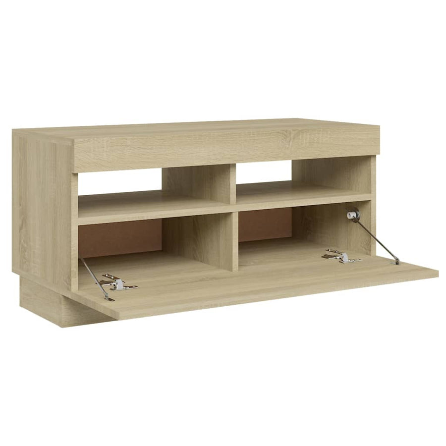 Tv-Meubel Met Led-Verlichting Kleurig 80 x 35 x 40 cm Sonoma eiken