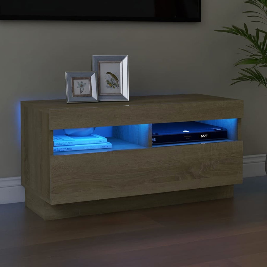 Tv-Meubel Met Led-Verlichting Kleurig 80 x 35 x 40 cm Sonoma eiken