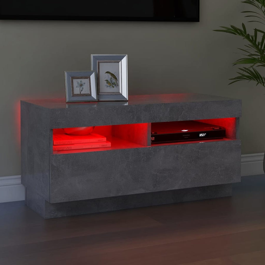 Tv-Meubel Met Led-Verlichting 80 x 35 x 40 cm Betongrijs