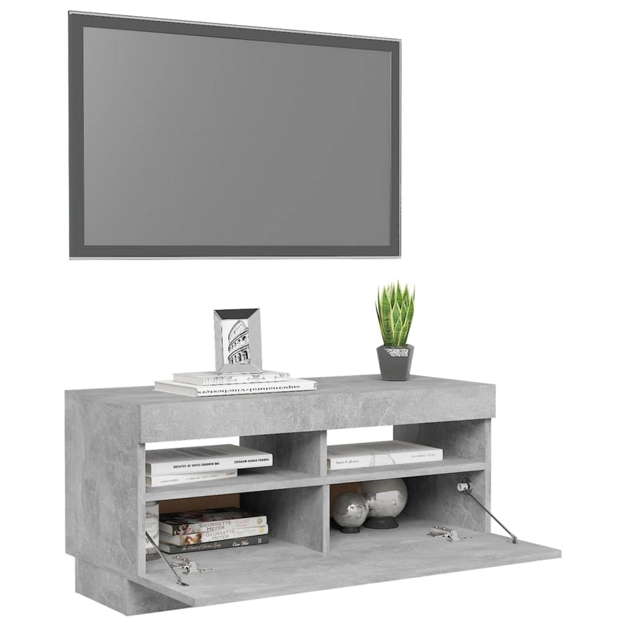 Tv-Meubel Met Led-Verlichting 80 x 35 x 40 cm Betongrijs