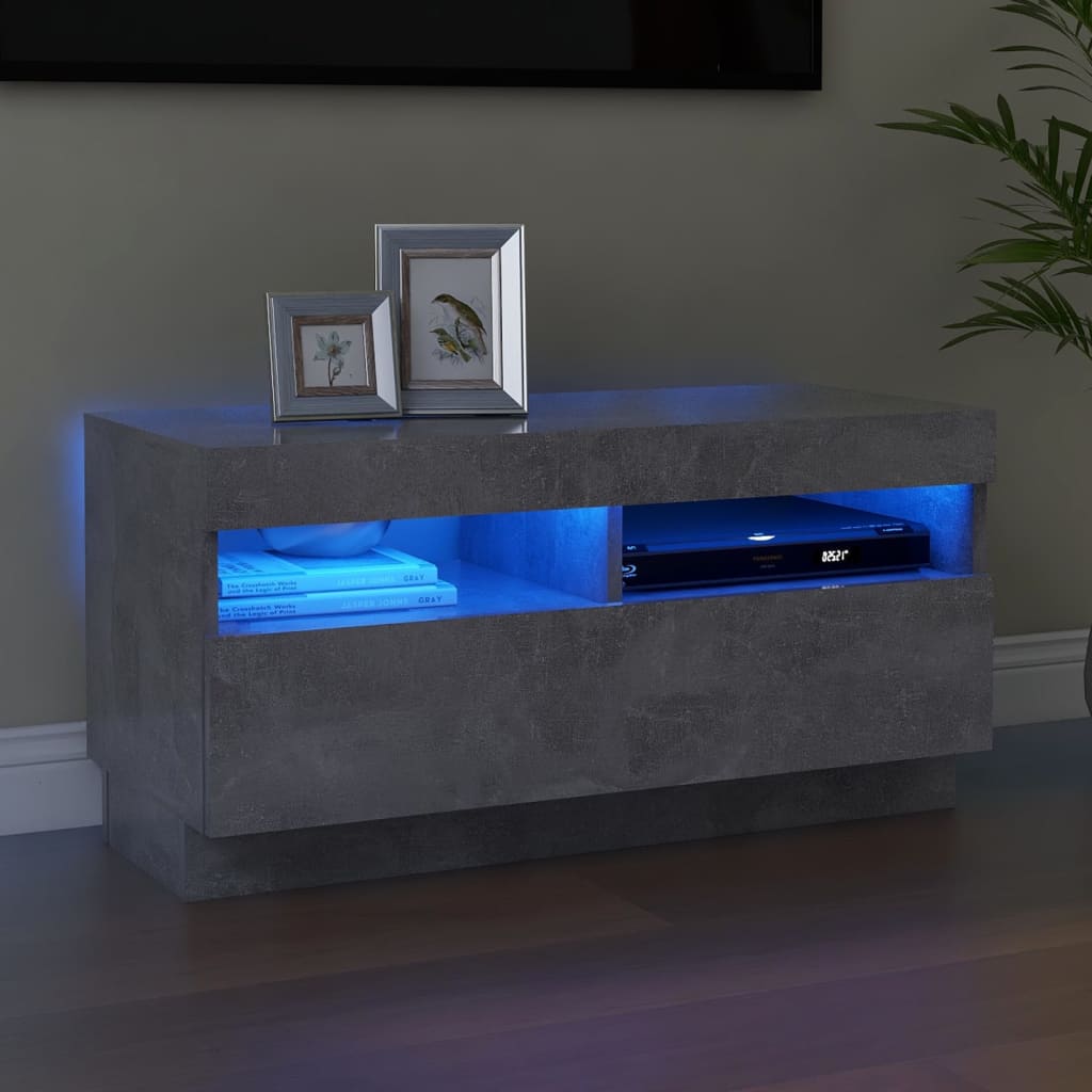 Tv-Meubel Met Led-Verlichting 80 x 35 x 40 cm Betongrijs