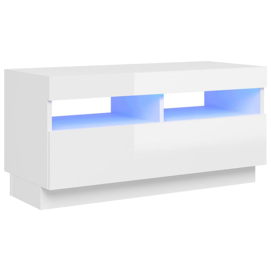 Tv-Meubel Met Led-Verlichting 80 x 35 x 40 cm Hoogglans wit