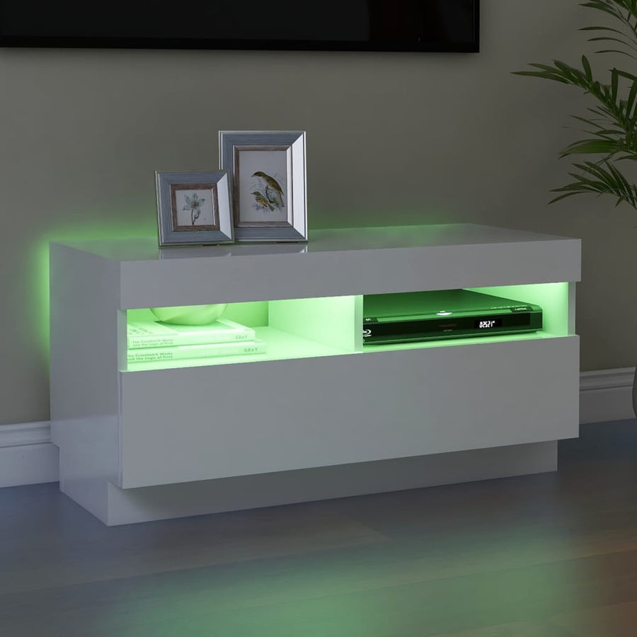 Tv-Meubel Met Led-Verlichting 80 x 35 x 40 cm Hoogglans wit