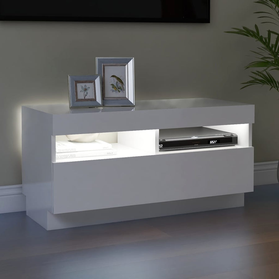 Tv-Meubel Met Led-Verlichting 80 x 35 x 40 cm Hoogglans wit