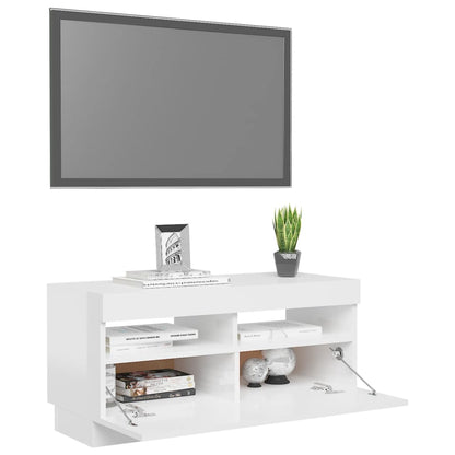 Tv-Meubel Met Led-Verlichting 80 x 35 x 40 cm Hoogglans wit