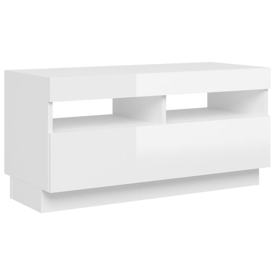 Tv-Meubel Met Led-Verlichting 80 x 35 x 40 cm Hoogglans wit