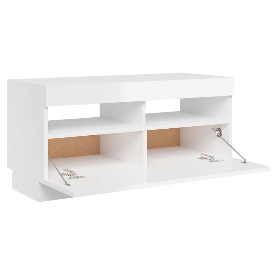 Tv-Meubel Met Led-Verlichting 80 x 35 x 40 cm Hoogglans wit