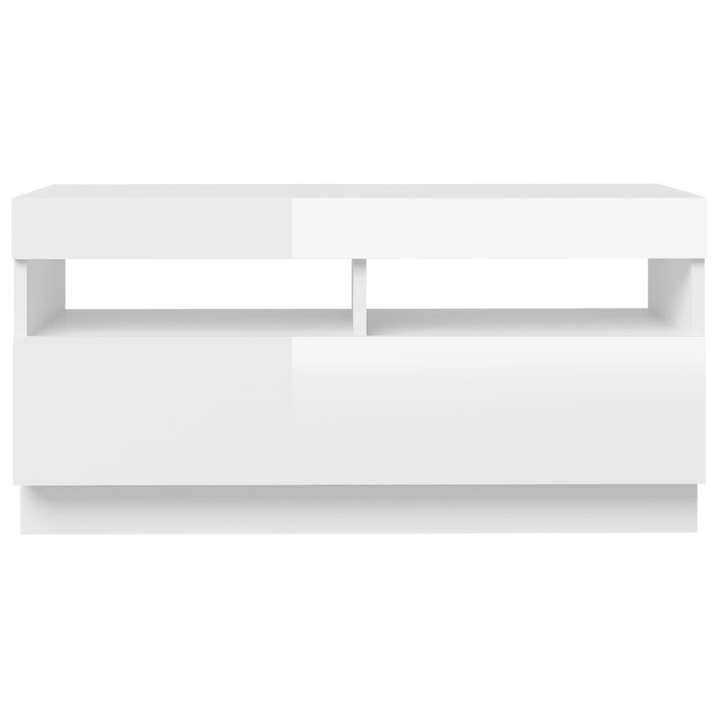 Tv-Meubel Met Led-Verlichting 80 x 35 x 40 cm Hoogglans wit