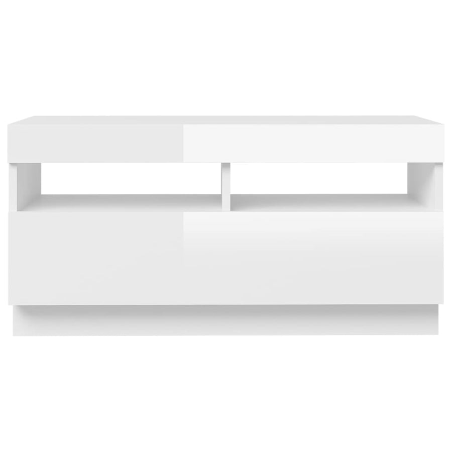 Tv-Meubel Met Led-Verlichting 80 x 35 x 40 cm Hoogglans wit