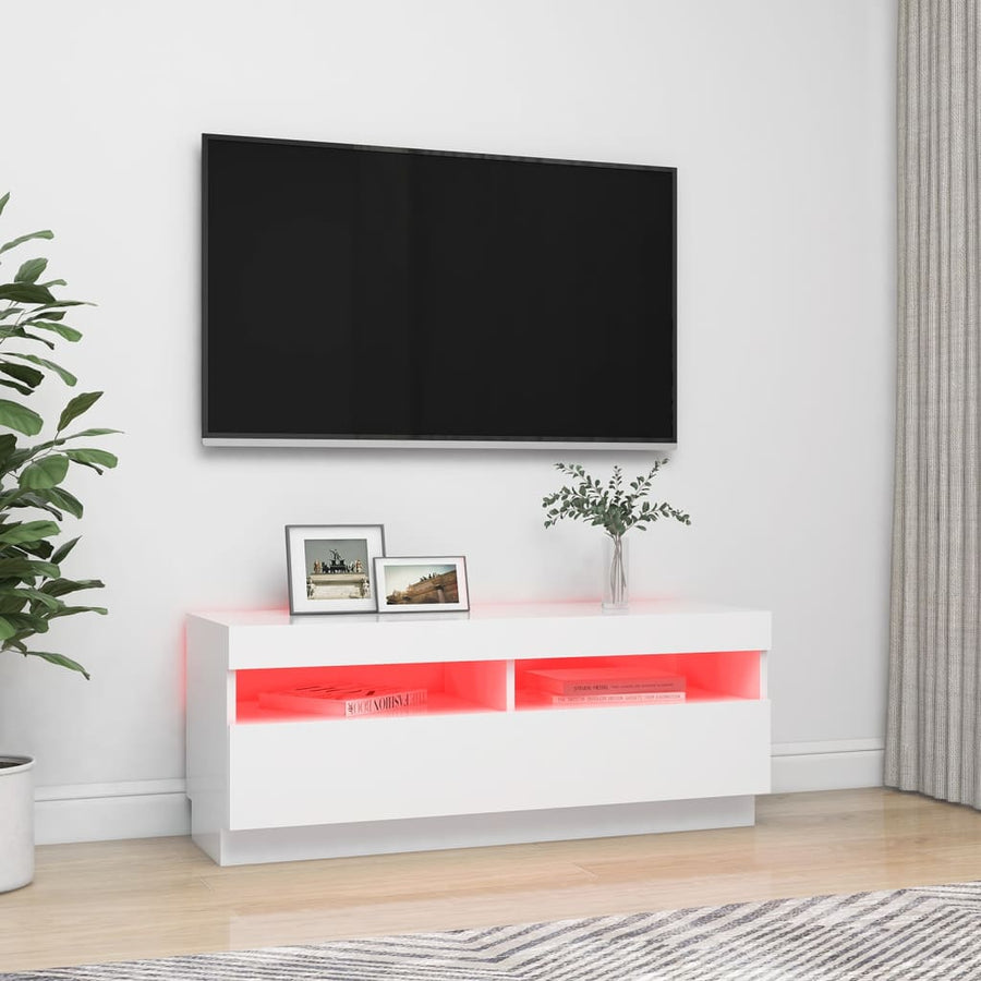 Tv-Meubel Met Led-Verlichting 100 x 35 x 40 cm Wit
