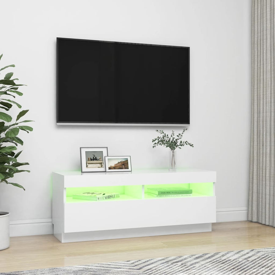 Tv-Meubel Met Led-Verlichting 100 x 35 x 40 cm Wit