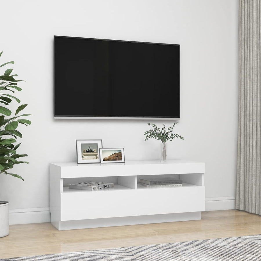 Tv-Meubel Met Led-Verlichting 100 x 35 x 40 cm Wit