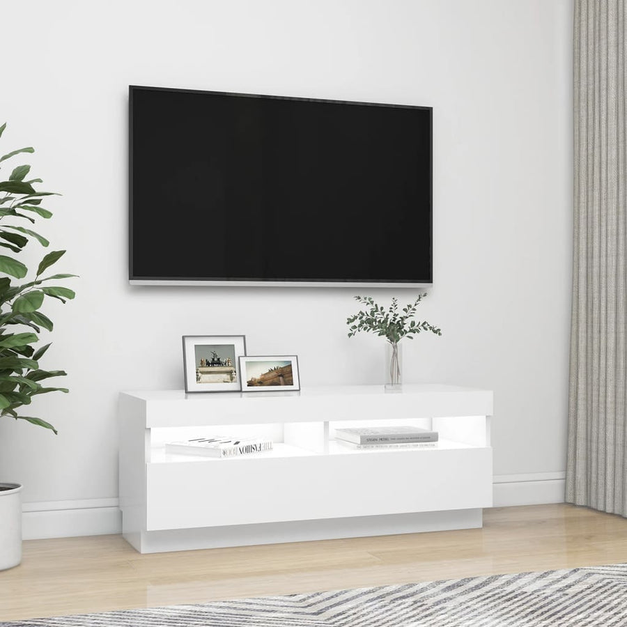 Tv-Meubel Met Led-Verlichting 100 x 35 x 40 cm Wit