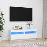 TV cabinet with LED lighting 100x35x40 cm white