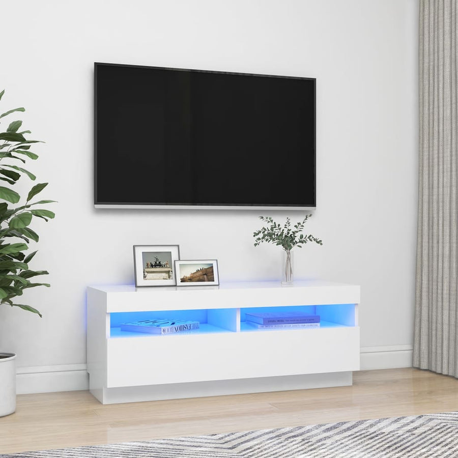 Tv-Meubel Met Led-Verlichting 100 x 35 x 40 cm Wit