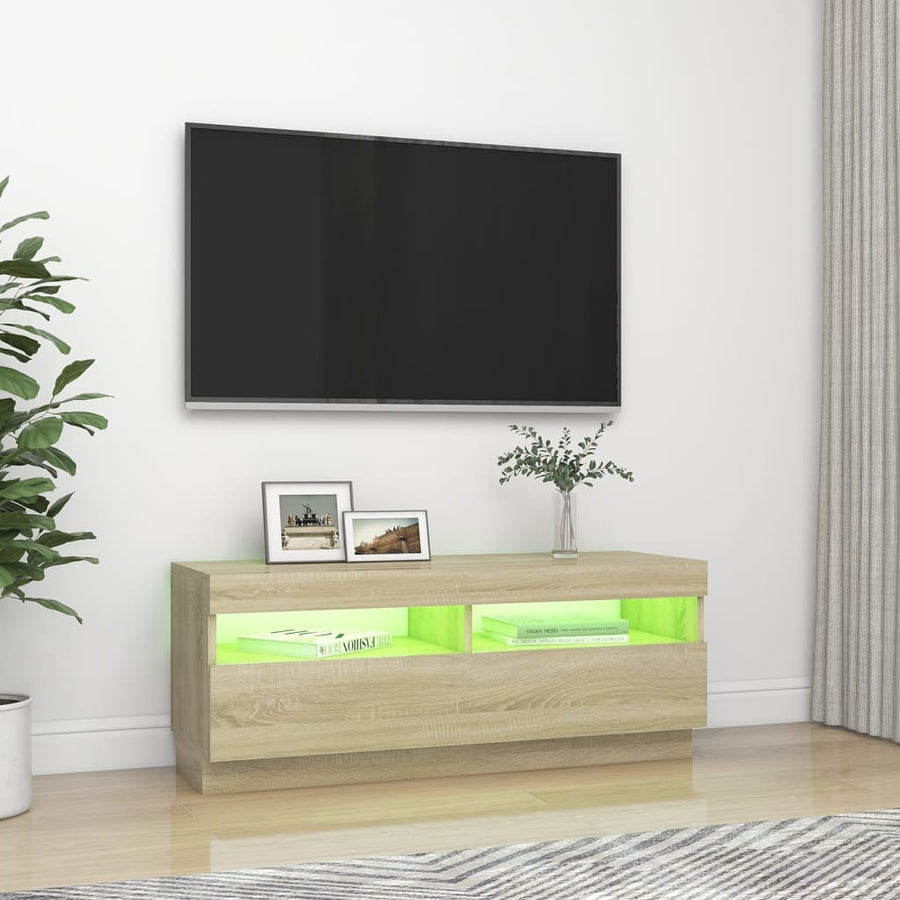 Tv-Meubel Met Led-Verlichting Kleurig 100 x 35 x 40 cm Sonoma eiken