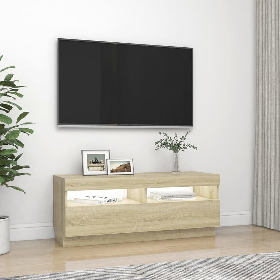 Tv-Meubel Met Led-Verlichting Kleurig 100 x 35 x 40 cm Sonoma eiken