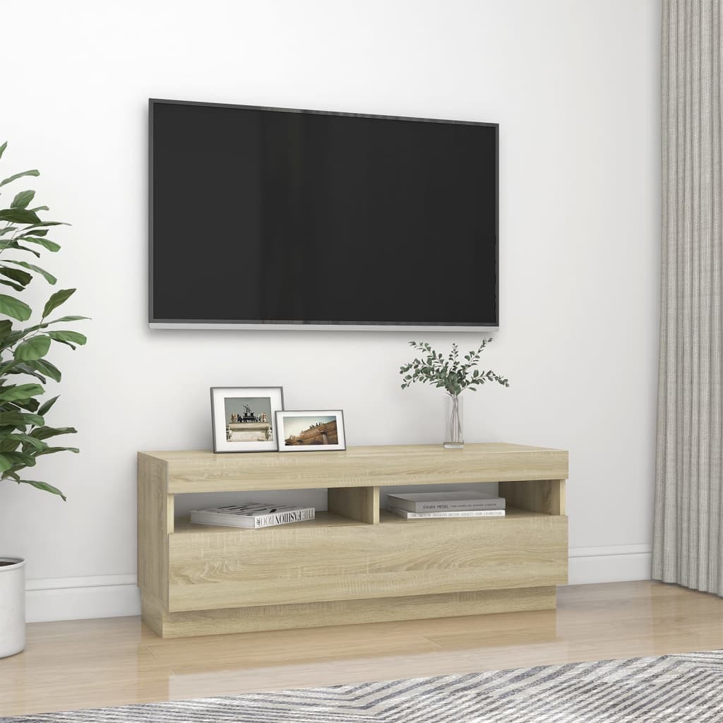 Tv-Meubel Met Led-Verlichting Kleurig 100 x 35 x 40 cm Sonoma eiken