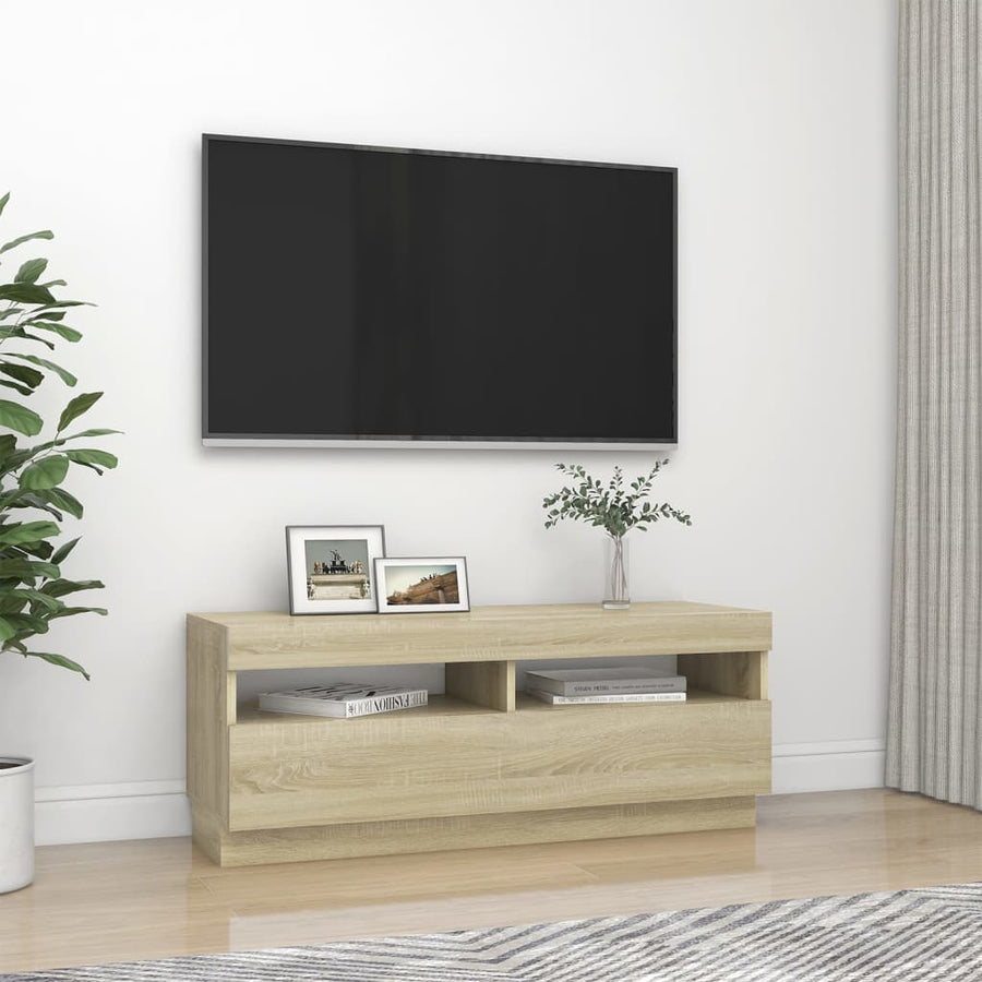 Tv-Meubel Met Led-Verlichting Kleurig 100 x 35 x 40 cm Sonoma eiken