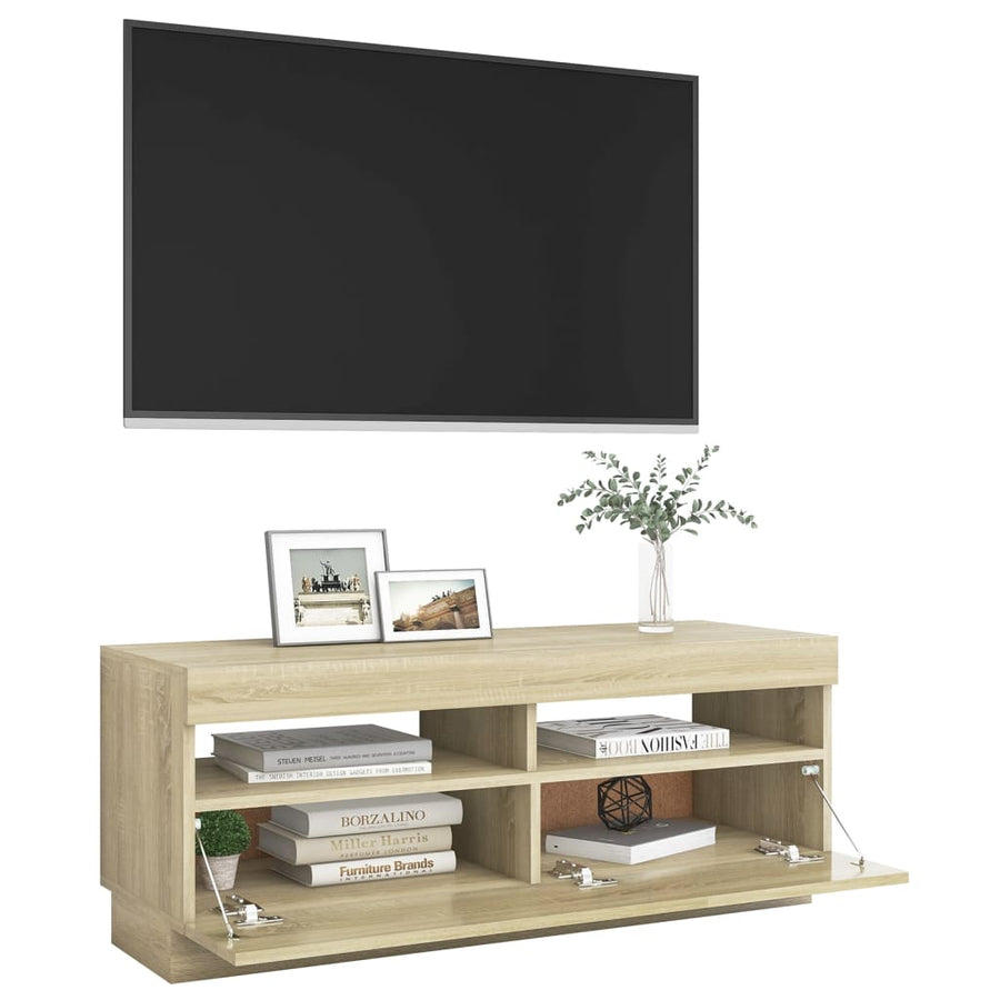 Tv-Meubel Met Led-Verlichting Kleurig 100 x 35 x 40 cm Sonoma eiken