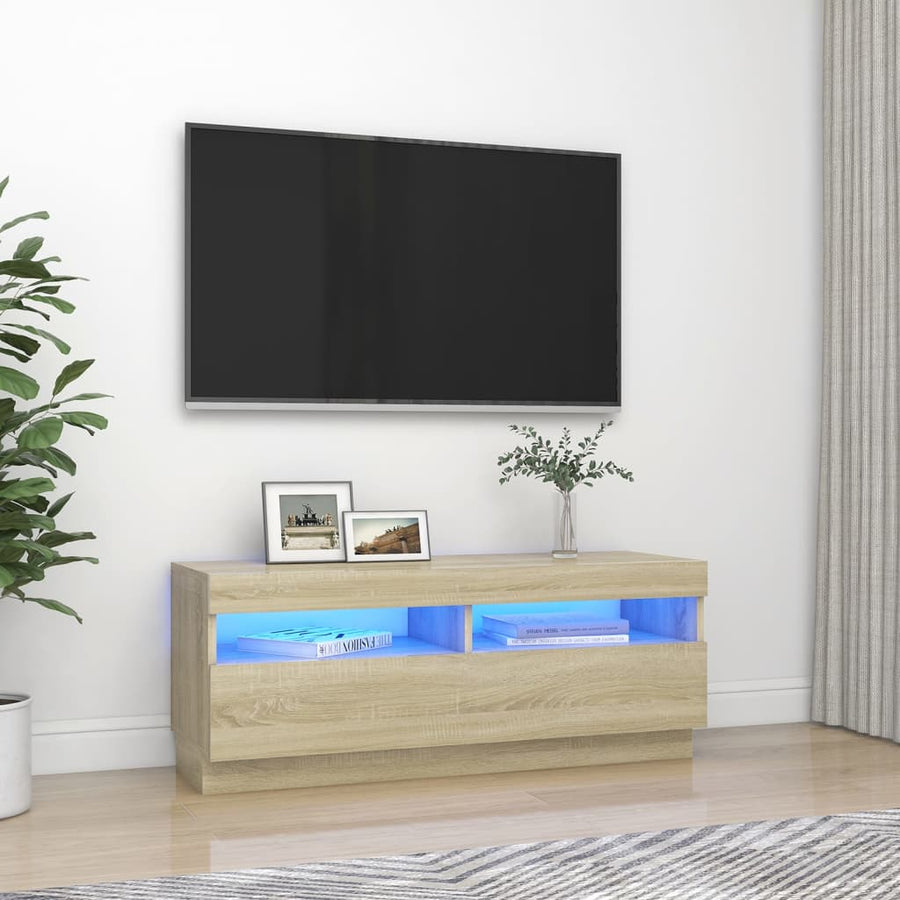 Tv-Meubel Met Led-Verlichting Kleurig 100 x 35 x 40 cm Sonoma eiken