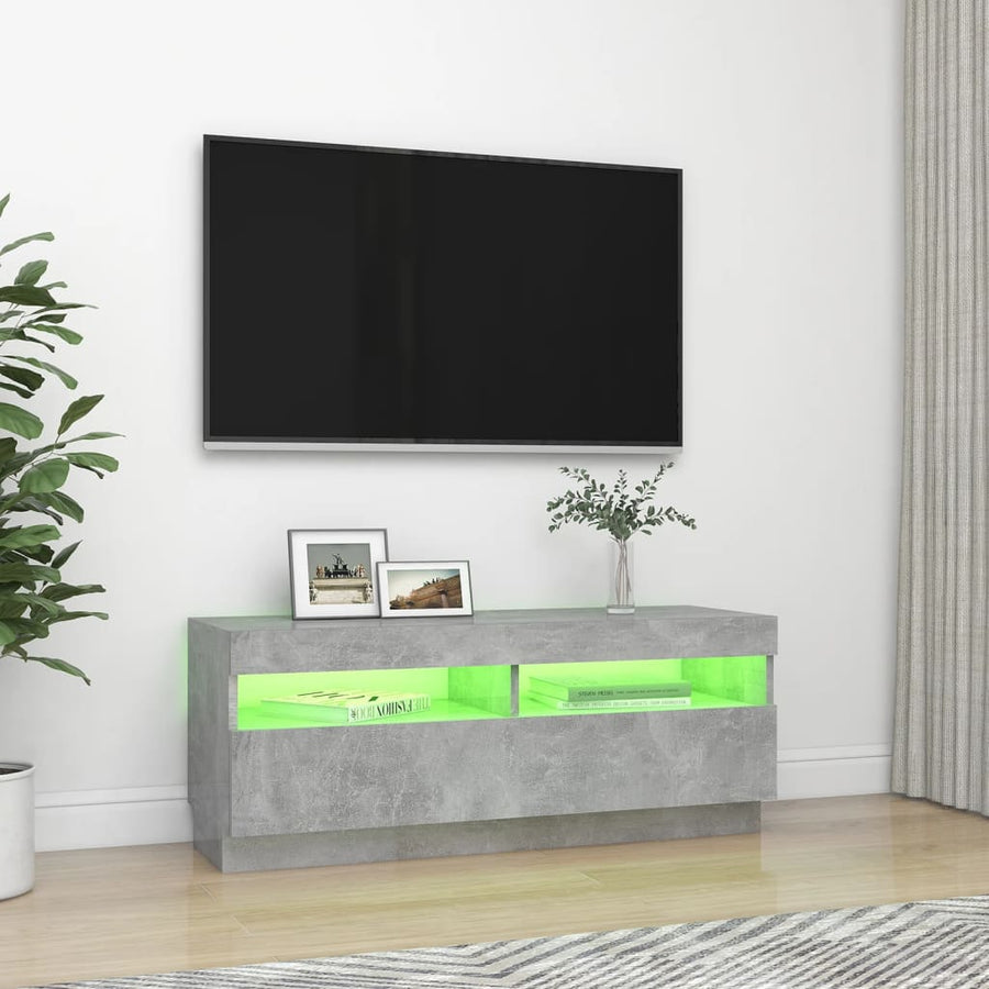 Tv-Meubel Met Led-Verlichting 100 x 35 x 40 cm Betongrijs