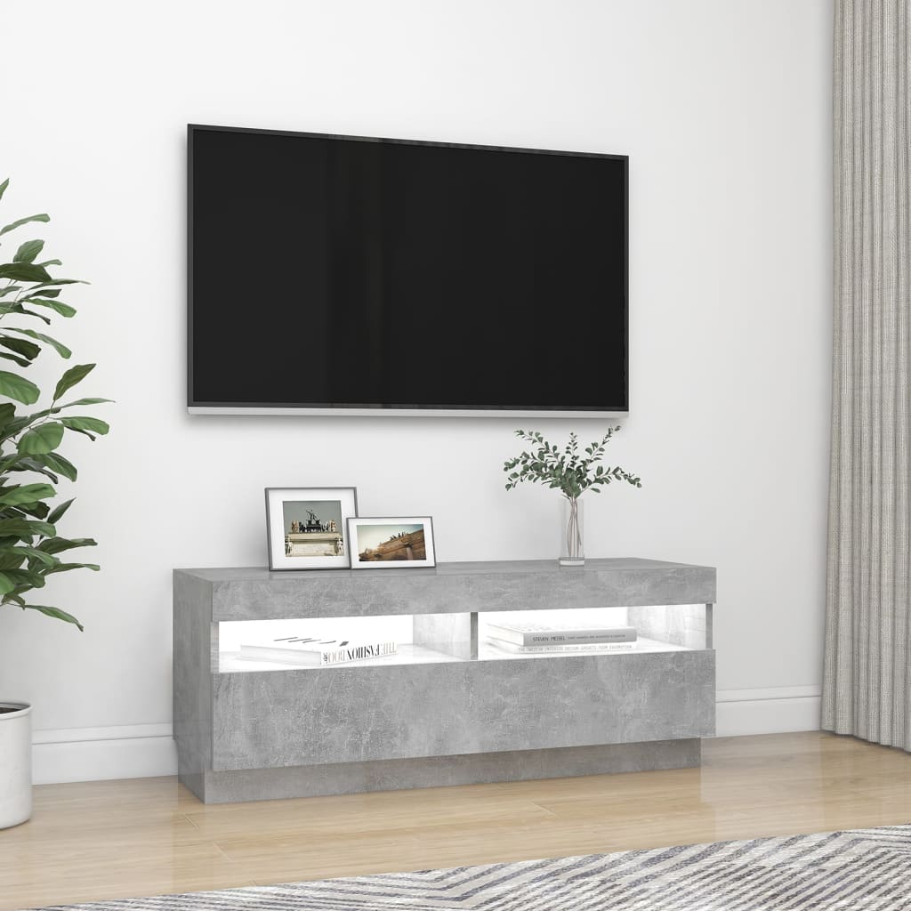 Tv-Meubel Met Led-Verlichting 100 x 35 x 40 cm Betongrijs