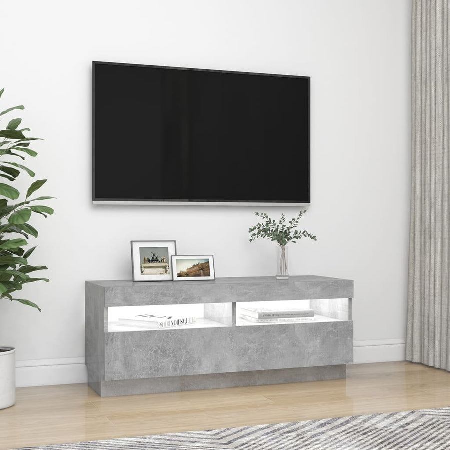 Tv-Meubel Met Led-Verlichting 100 x 35 x 40 cm Betongrijs