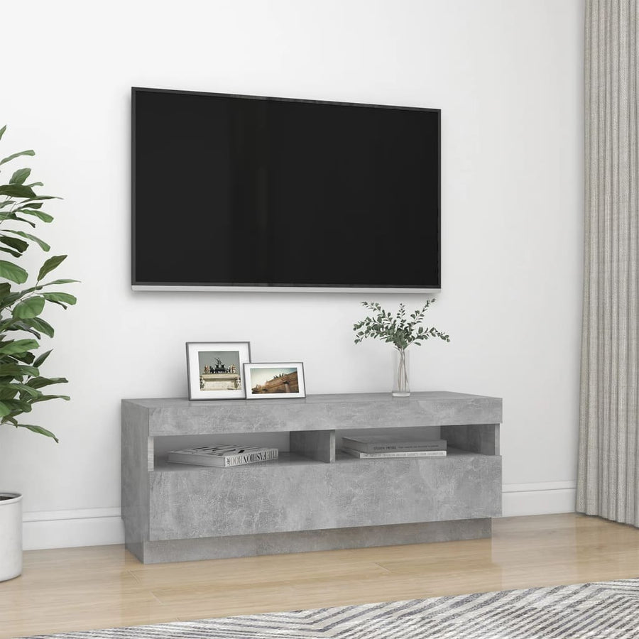 Tv-Meubel Met Led-Verlichting 100 x 35 x 40 cm Betongrijs