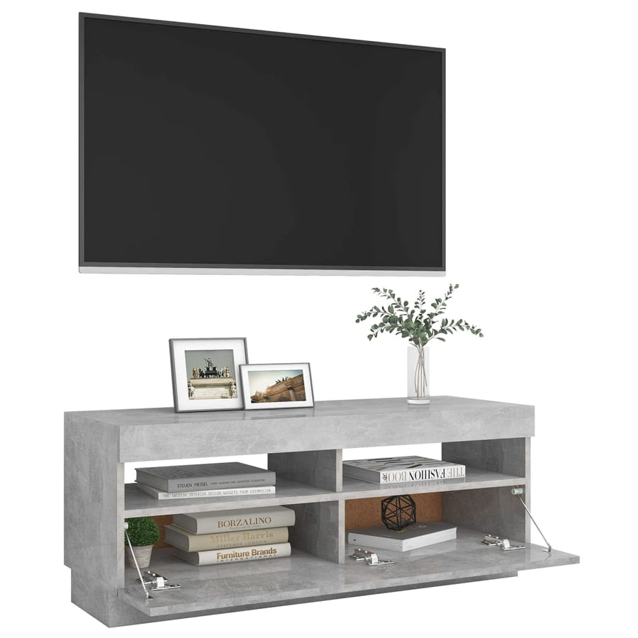 Tv-Meubel Met Led-Verlichting 100 x 35 x 40 cm Betongrijs