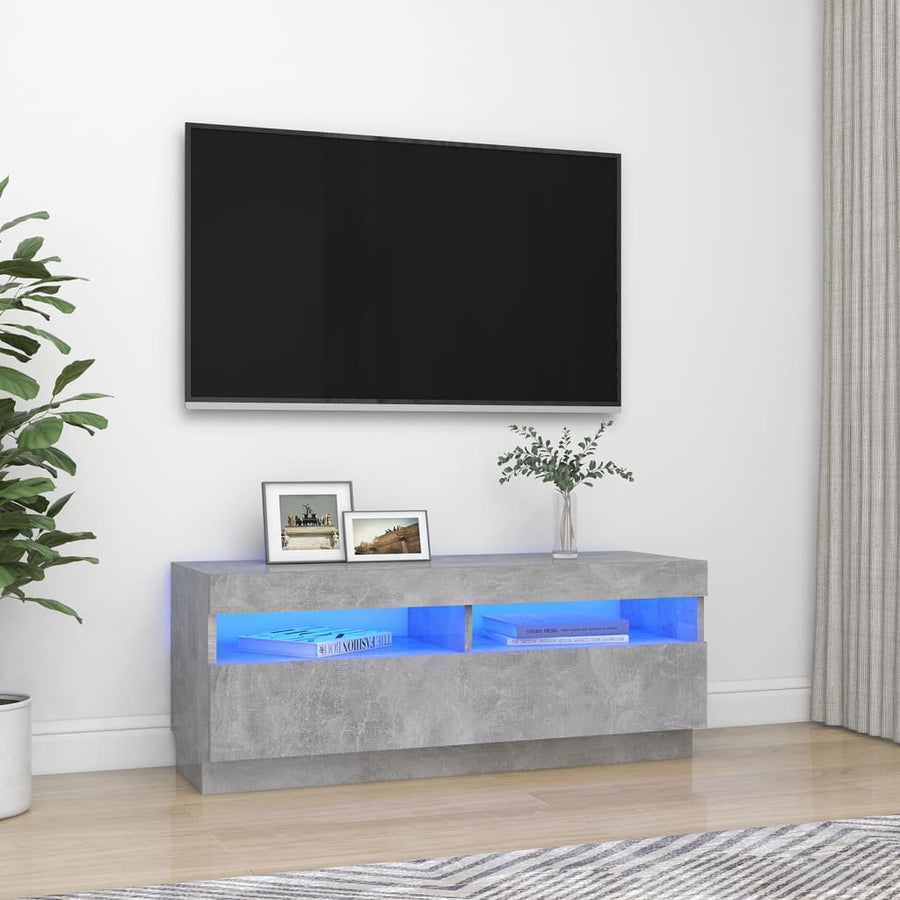 Tv-Meubel Met Led-Verlichting 100 x 35 x 40 cm Betongrijs