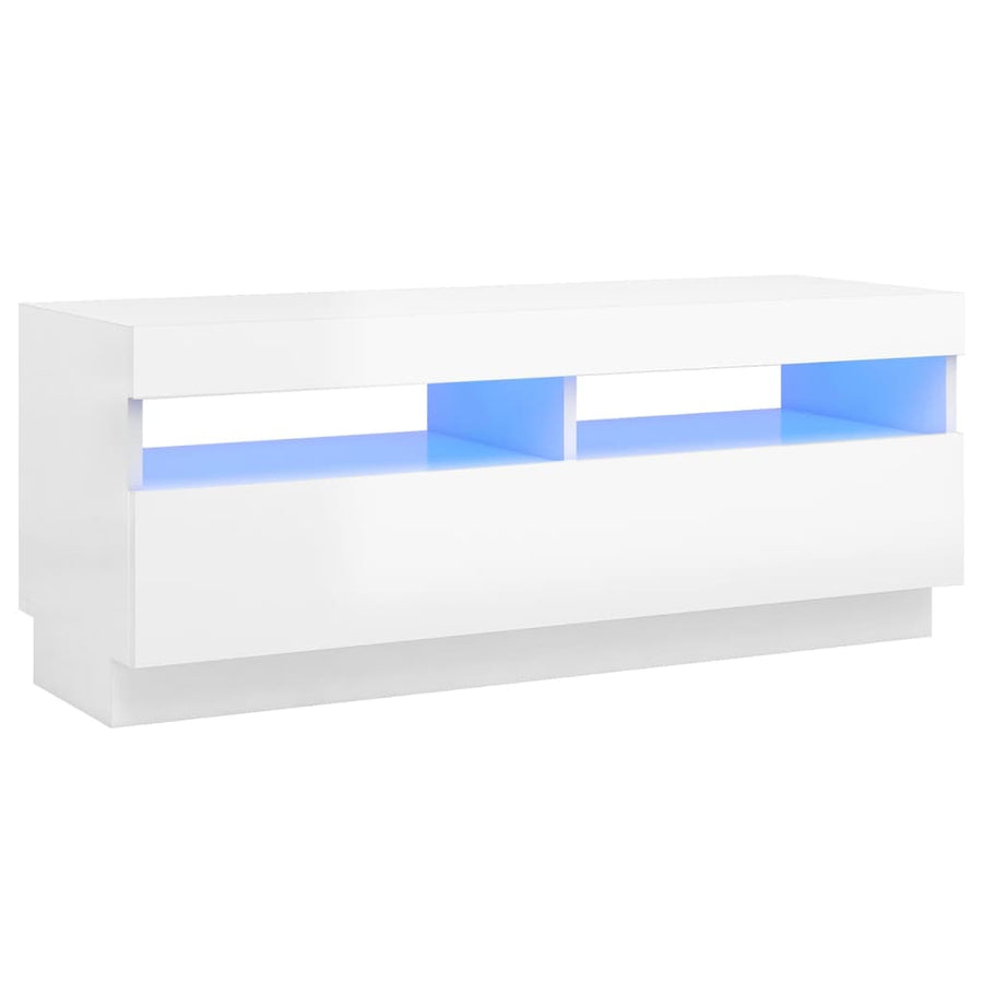 Tv-Meubel Met Led-Verlichting 100 x 35 x 40 cm Hoogglans wit