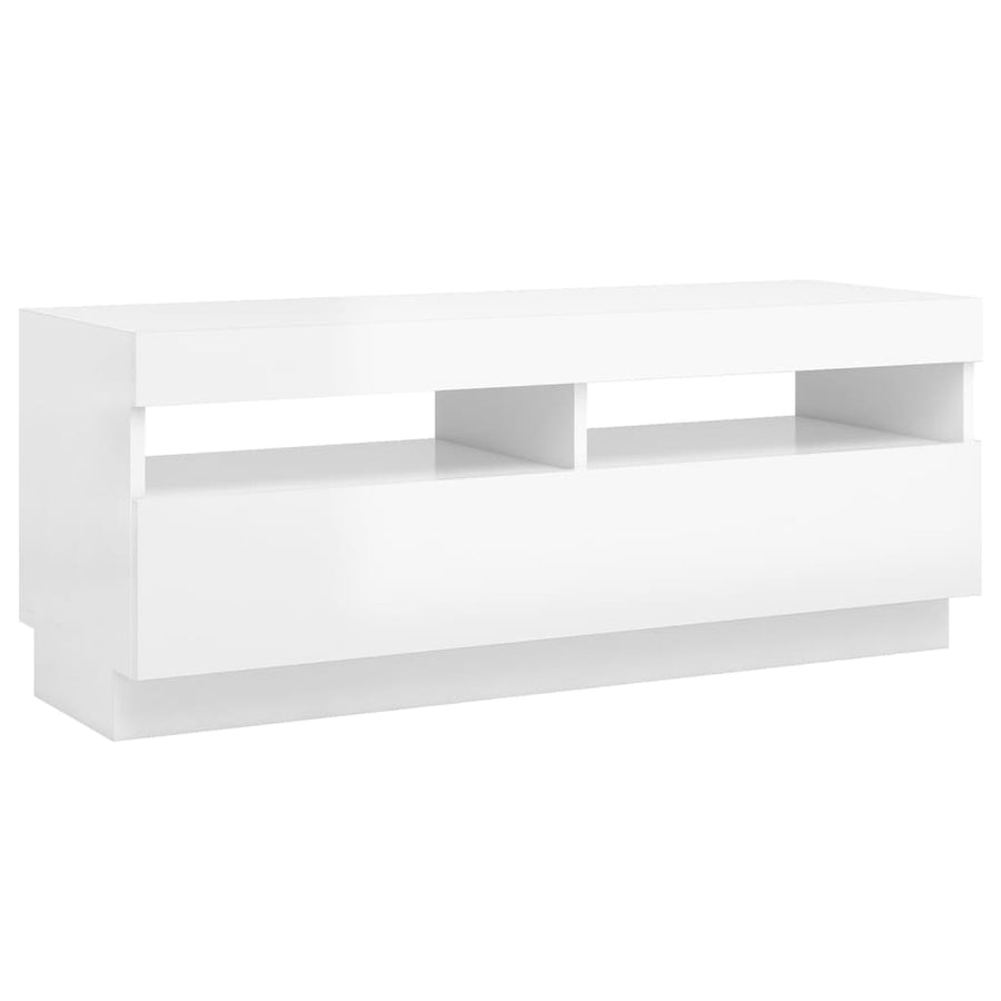 Tv-Meubel Met Led-Verlichting 100 x 35 x 40 cm Hoogglans wit
