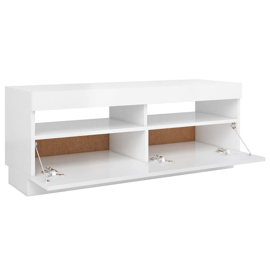 Tv-Meubel Met Led-Verlichting 100 x 35 x 40 cm Hoogglans wit