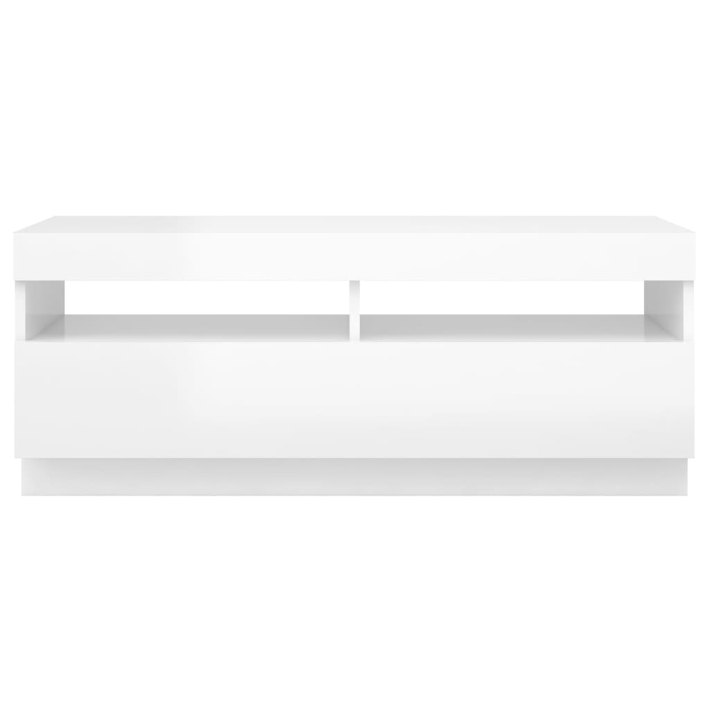Tv-Meubel Met Led-Verlichting 100 x 35 x 40 cm Hoogglans wit