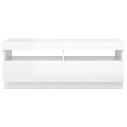 Tv-Meubel Met Led-Verlichting 100 x 35 x 40 cm Hoogglans wit