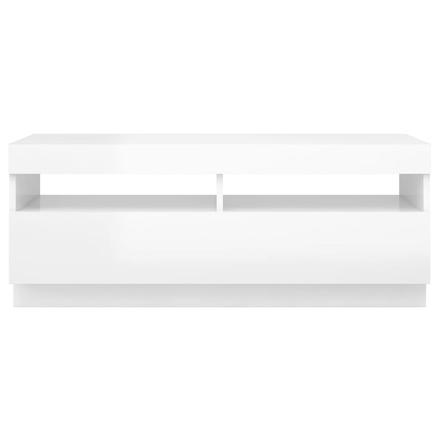 Tv-Meubel Met Led-Verlichting 100 x 35 x 40 cm Hoogglans wit