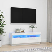 TV Cabinet with LED lighting 100x35x40 cm high gloss white