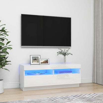Tv-Meubel Met Led-Verlichting 100 x 35 x 40 cm Hoogglans wit