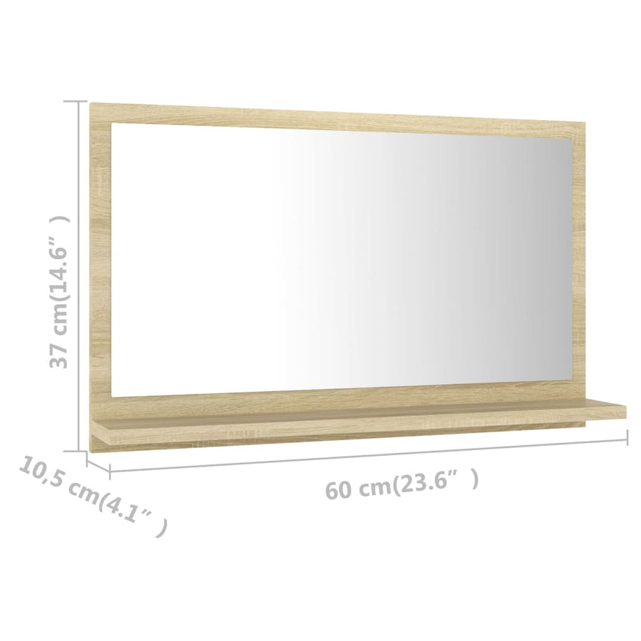 Badkamerspiegel 60X0,5X37 Cm Spaanplaat Kleurig Sonoma eiken 60 cm