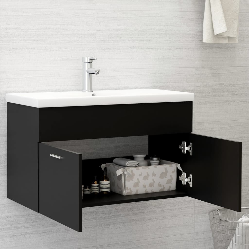 Wastafelkast 80X38,5X46 Cm Spaanplaat 80 x 38.5 x 46 cm Zwart