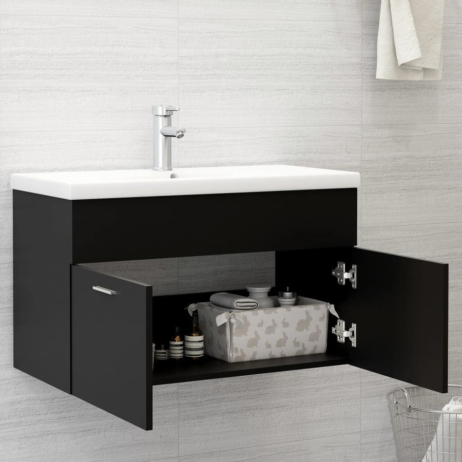 Wastafelkast 80X38,5X46 Cm Spaanplaat 80 x 38.5 x 46 cm Zwart