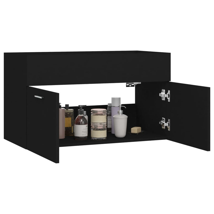 Wastafelkast 80X38,5X46 Cm Spaanplaat 80 x 38.5 x 46 cm Zwart