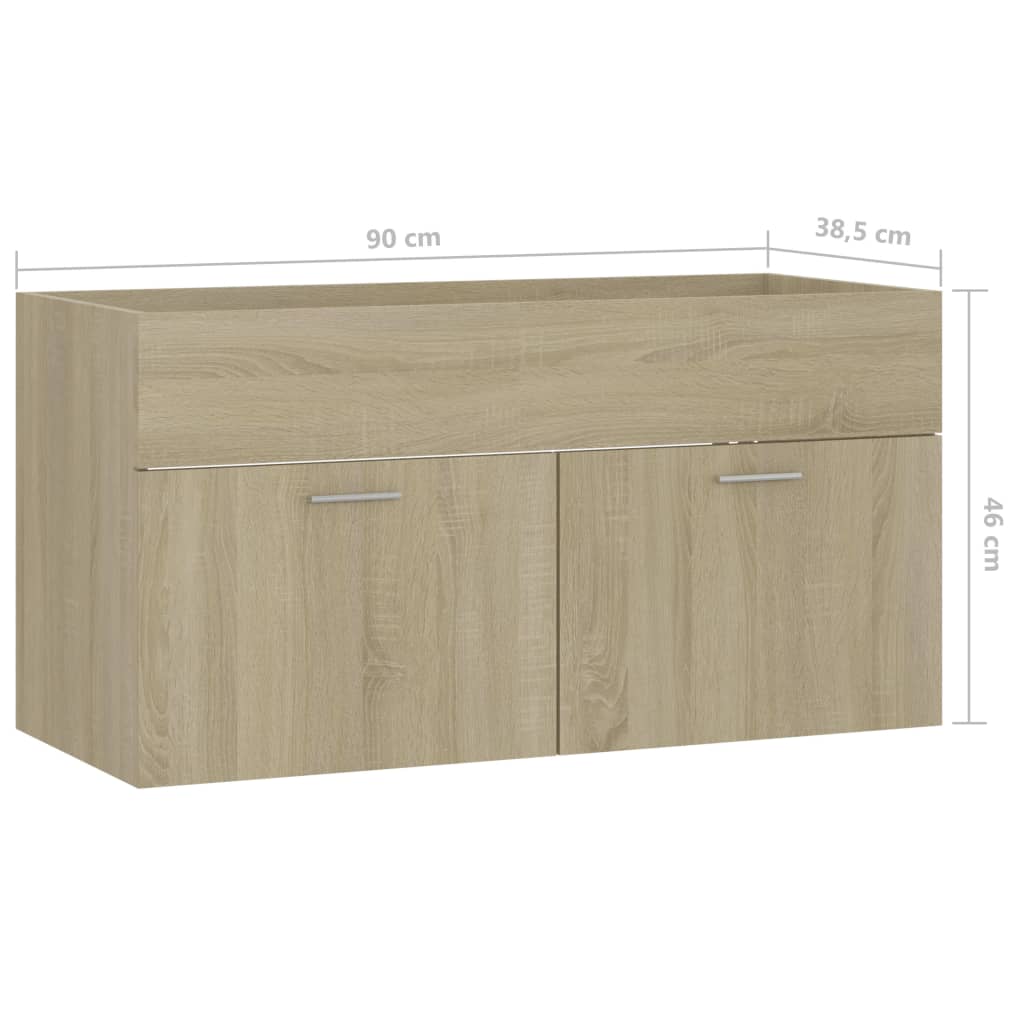 Wastafelkast 90X38,5X46 Cm Spaanplaat Kleurig 90 x 38.5 x 46 cm Sonoma eiken