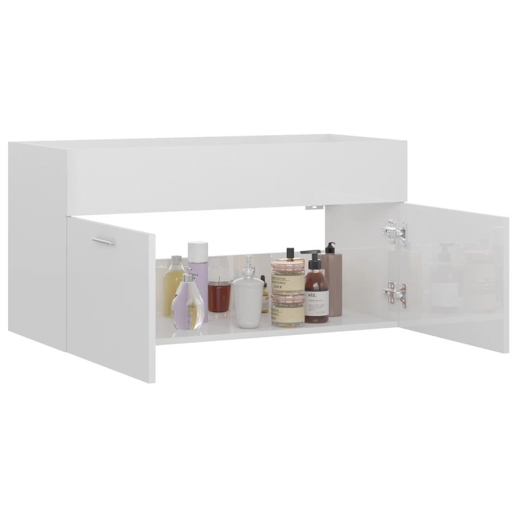 Wastafelkast 90X38,5X46 Cm Spaanplaat 90 x 38.5 x 46 cm Hoogglans wit