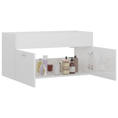 Wastafelkast 90X38,5X46 Cm Spaanplaat 90 x 38.5 x 46 cm Hoogglans wit