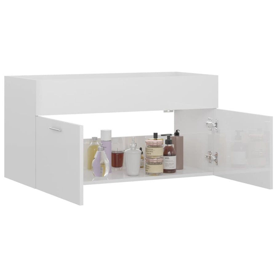 Wastafelkast 90X38,5X46 Cm Spaanplaat 90 x 38.5 x 46 cm Hoogglans wit